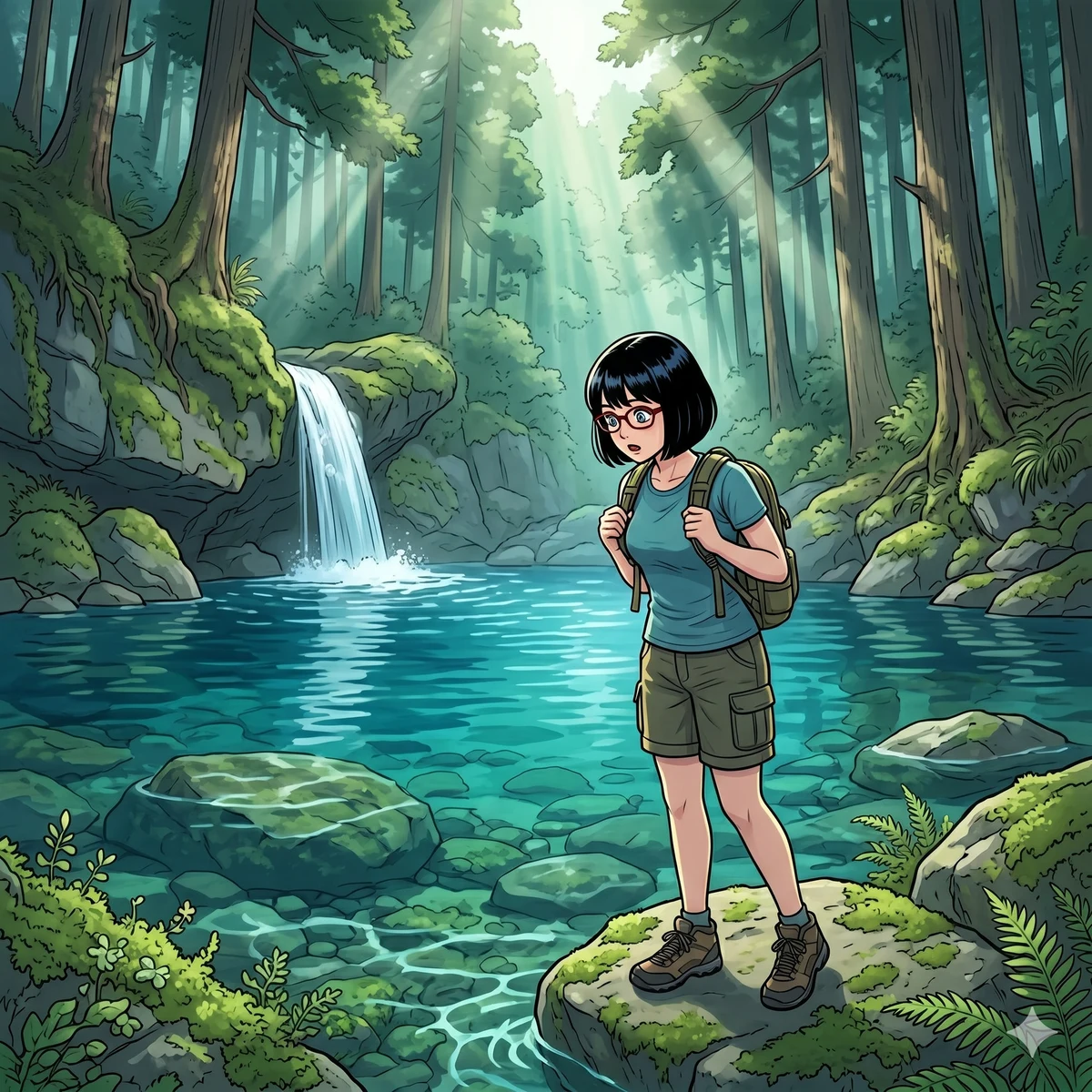 仁淀川のにこ淵を見つめるsa-tan(イメージ)