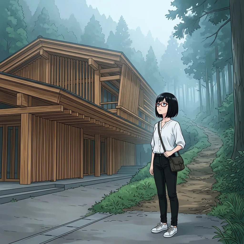 梼原の隈研吾建築と脱藩ルートの山道（イメージ）